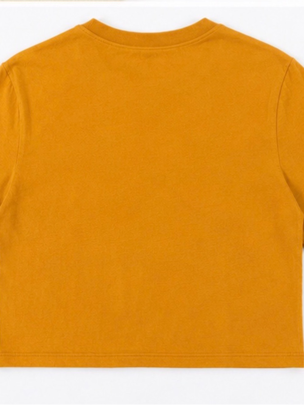 Champion Women’s Crop Top Size Large Mustard Yellow Pink Logo Tee - Picture 2 of 4